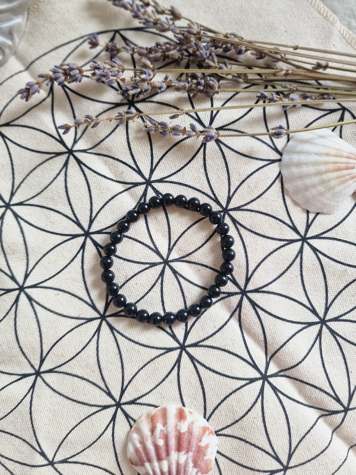 Bracciale elastico con Perline di Tormalina Nera