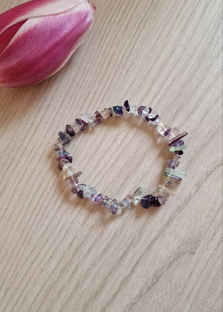 Bracciale elastico con Chips di Fluorite