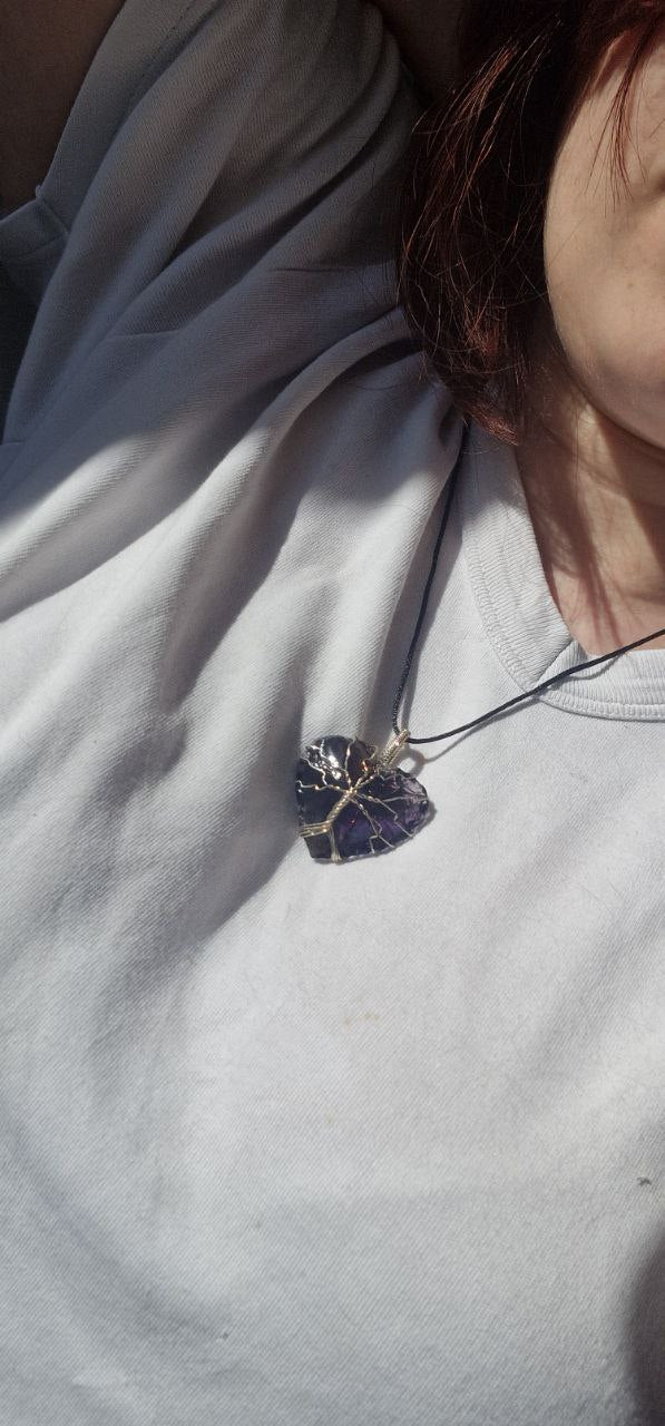 Collana Cuore di Ametista con Albero della Vita