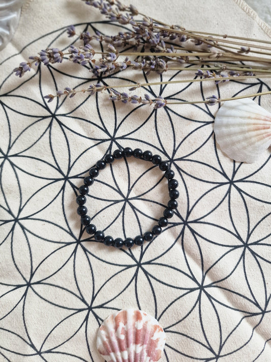 Bracciale elastico con Perline di Tormalina Nera
