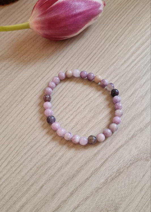 Bracciale elastico con Perline di Lepidolite
