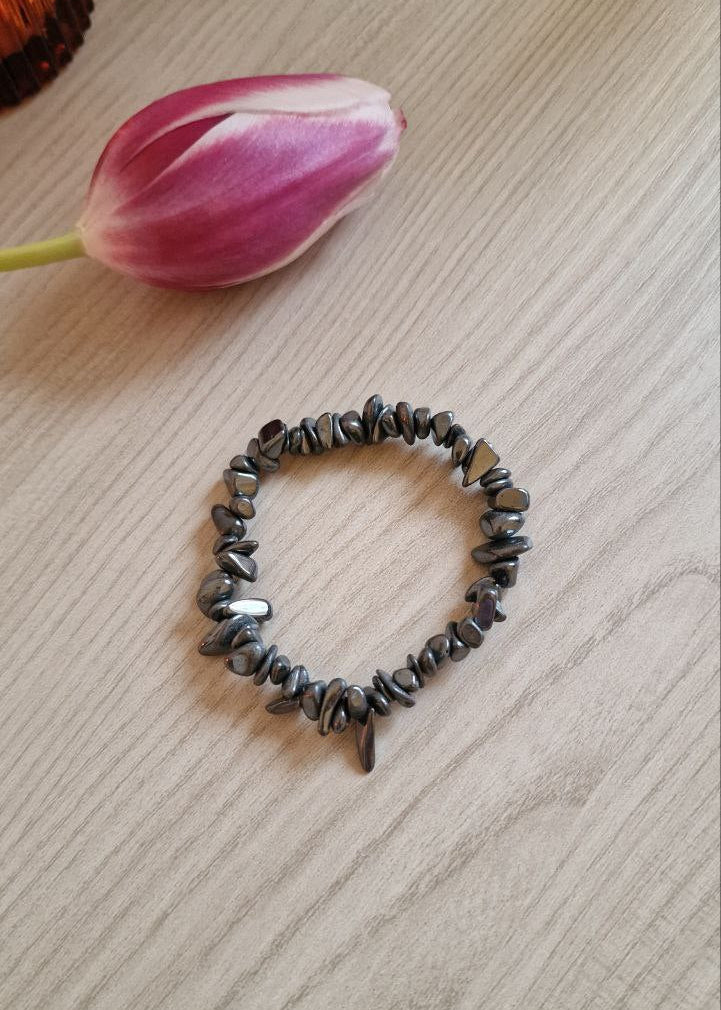 Bracciale elastico con Chips di Ematite